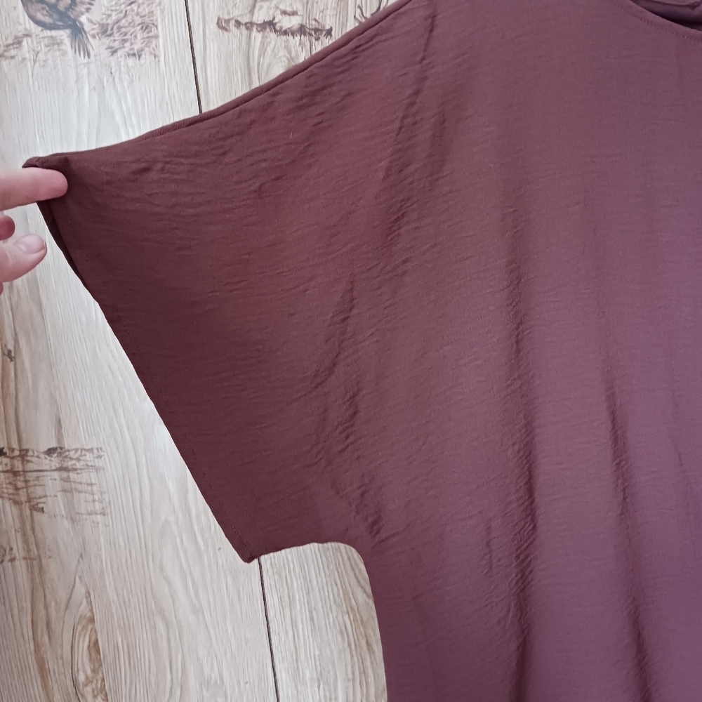 Shein Curve Chocolate Brown Bat Wing Crepe Blouse Size 3XL - Picture 4 of 10